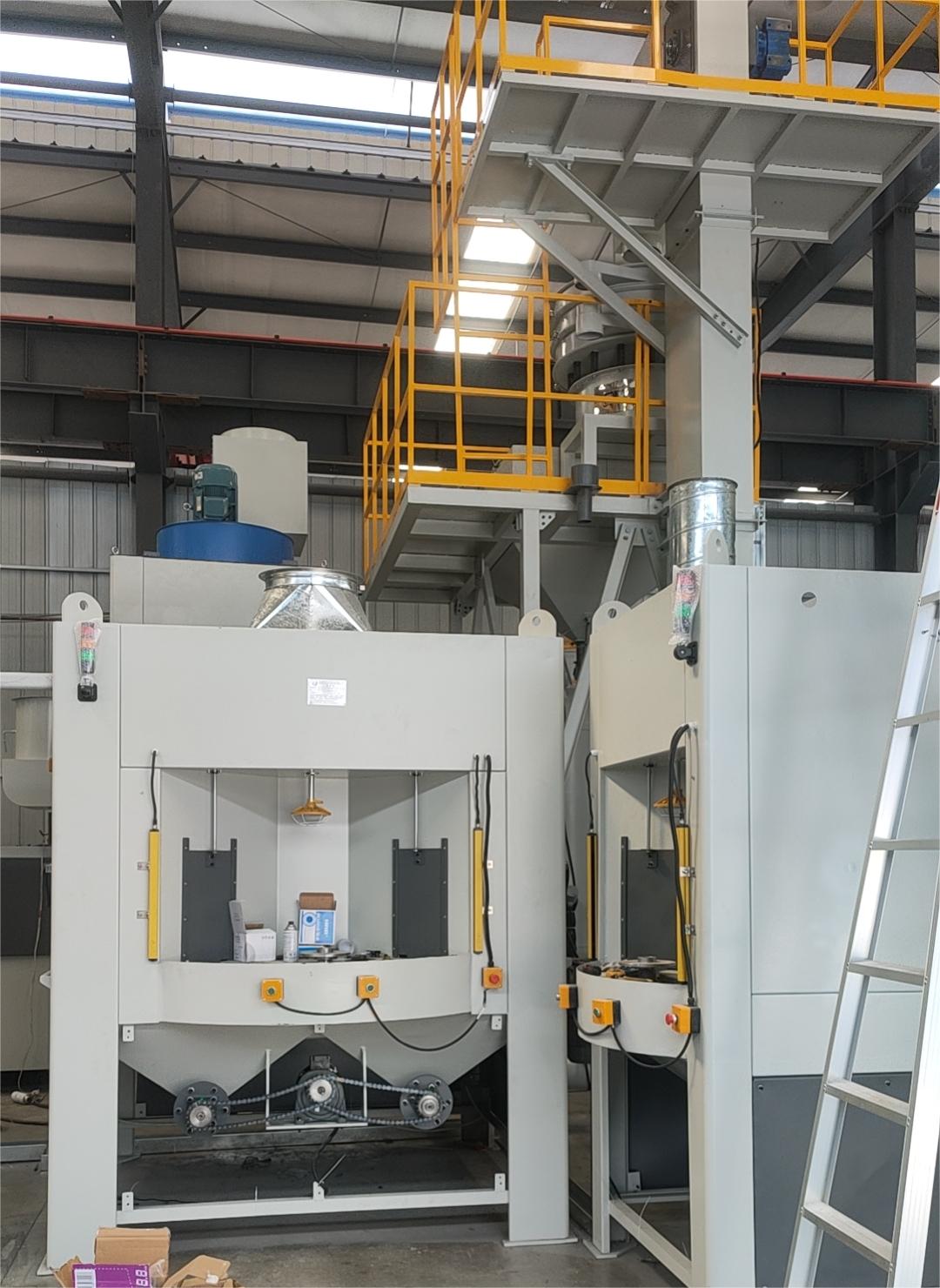 绍兴转盘式自动喷砂机，圆管与锅底的完美解决方案